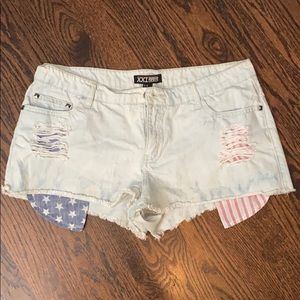 Light wash jean shorts